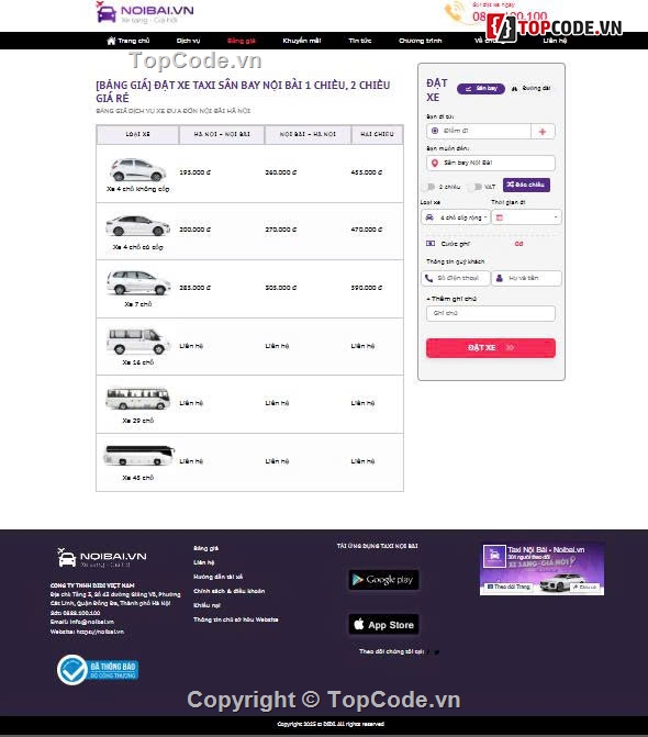 web wordpress,website taxi,giao diện đặt xe online,website đưa đón sân bay,giao diện taxi Flatsome,sharecode website wordpress taxi nội bài flatsome
